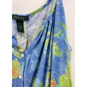 Lauren Ralph Lauren  Womens L Floral Top Sleep Shirt Button Down Pockets Whimsy‎